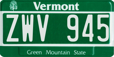 VT license plate ZWV945