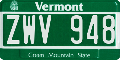 VT license plate ZWV948