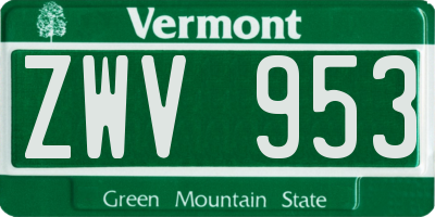 VT license plate ZWV953