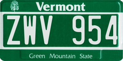 VT license plate ZWV954