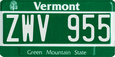 VT license plate ZWV955