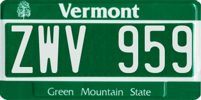 VT license plate ZWV959