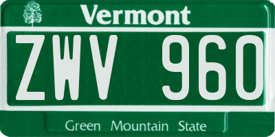 VT license plate ZWV960