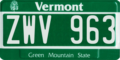 VT license plate ZWV963