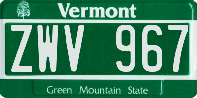 VT license plate ZWV967