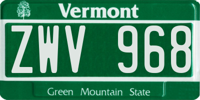 VT license plate ZWV968