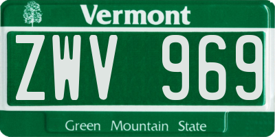 VT license plate ZWV969