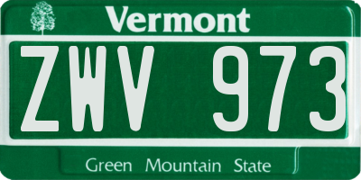 VT license plate ZWV973