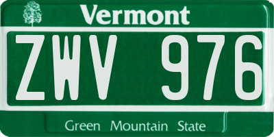 VT license plate ZWV976