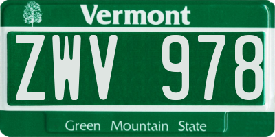 VT license plate ZWV978