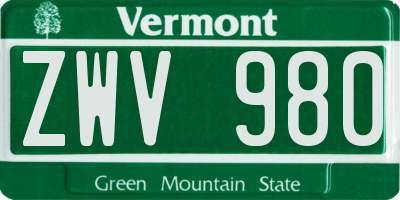 VT license plate ZWV980