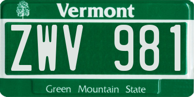 VT license plate ZWV981