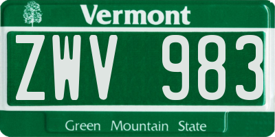 VT license plate ZWV983