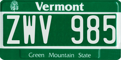 VT license plate ZWV985