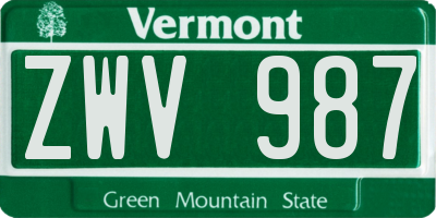 VT license plate ZWV987