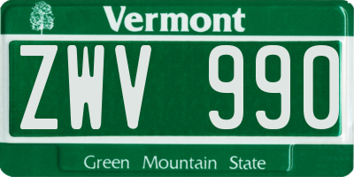 VT license plate ZWV990
