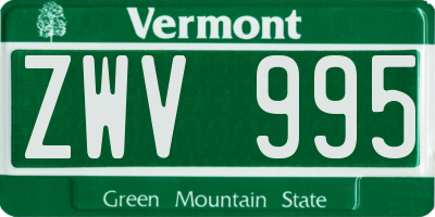 VT license plate ZWV995