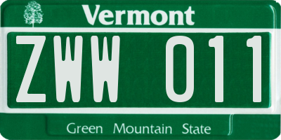 VT license plate ZWW011