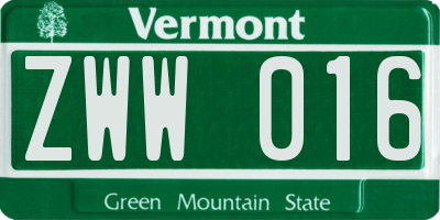 VT license plate ZWW016
