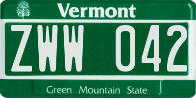 VT license plate ZWW042