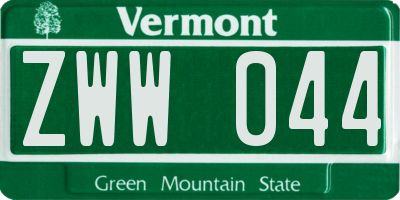 VT license plate ZWW044