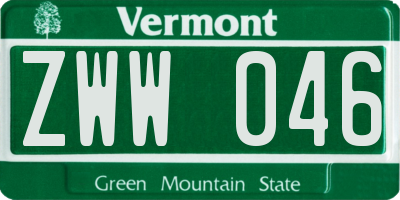 VT license plate ZWW046