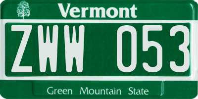 VT license plate ZWW053