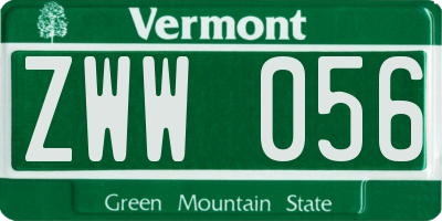 VT license plate ZWW056