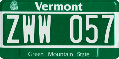 VT license plate ZWW057