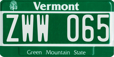 VT license plate ZWW065