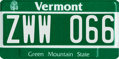 VT license plate ZWW066