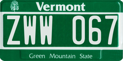 VT license plate ZWW067