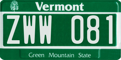 VT license plate ZWW081