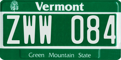 VT license plate ZWW084