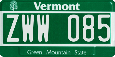 VT license plate ZWW085