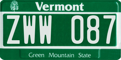VT license plate ZWW087