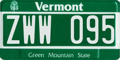 VT license plate ZWW095