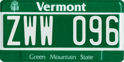 VT license plate ZWW096