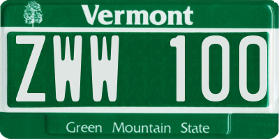 VT license plate ZWW100