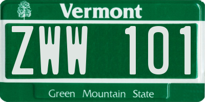 VT license plate ZWW101