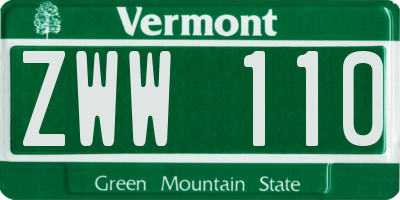 VT license plate ZWW110