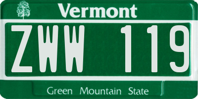 VT license plate ZWW119