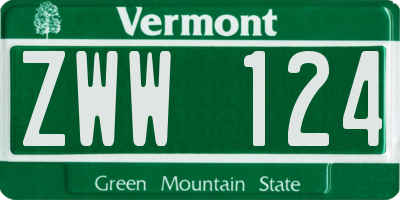 VT license plate ZWW124