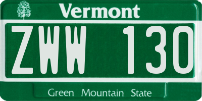 VT license plate ZWW130