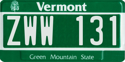 VT license plate ZWW131