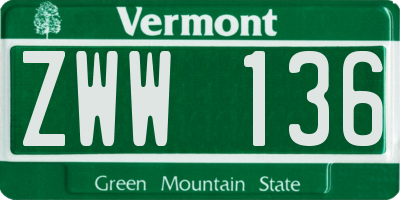 VT license plate ZWW136