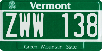 VT license plate ZWW138