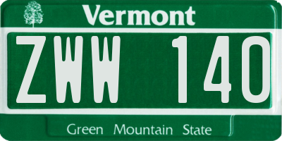 VT license plate ZWW140