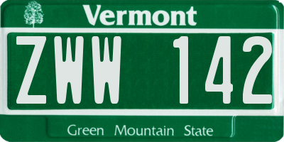 VT license plate ZWW142