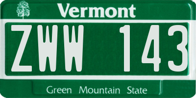 VT license plate ZWW143